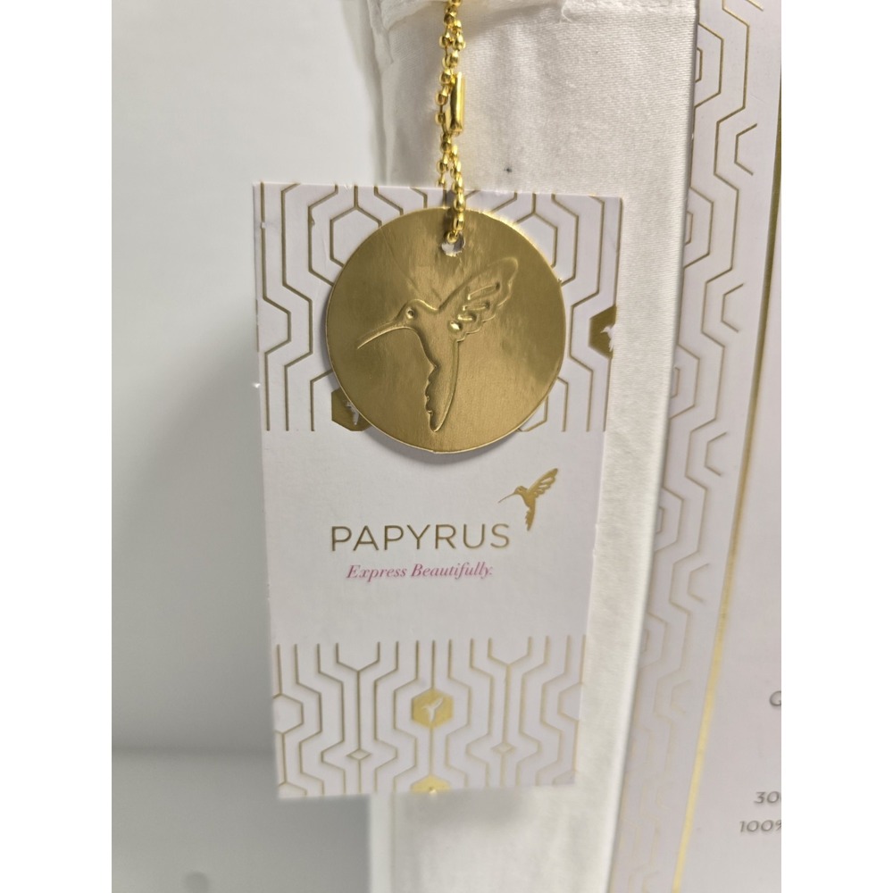 PAPYRUS   300 Thread Count 100%  Cotton Sateen Queen 4 Piece White Sheet Set - Picture 2 of 6